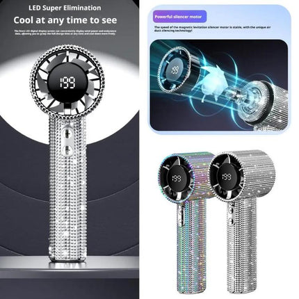 S5 Bling Rhinestone High-speed Handheld Fan