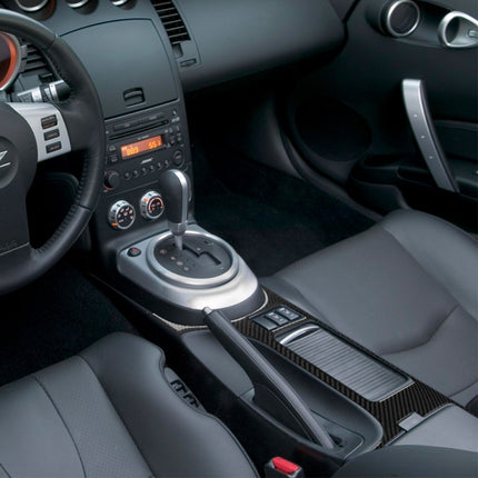 Car Carbon Fiber Central System Control Large Panel Frame Decorative Sticker for Nissan 350z 2006-2009, Central System Control Large Panel Frame
