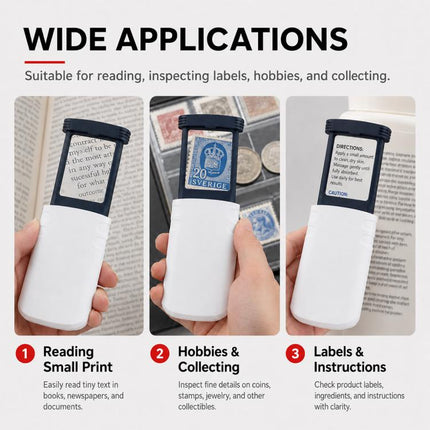 94535 Portable Rectangular Folding Pull-out Magnifying Glass with LED Light