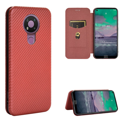 Carbon Fiber Texture Magnetic Horizontal Flip TPU + PC + PU Leather Case with Card Slot, For Nokia 3.4, For Oukitel C21