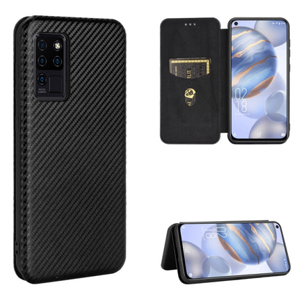 Carbon Fiber Texture Magnetic Horizontal Flip TPU + PC + PU Leather Case with Card Slot, For Nokia 3.4, For Oukitel C21