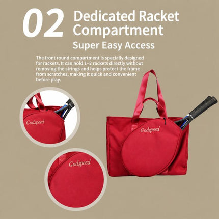 GODSPEED Sports Travel Handbag Tennis Racket Bag Large-Capacity Tote, GT01