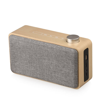 W5A Subwoofer Fabric Wooden Touch Bluetooth Speaker, Support TF Card & U Disk & 3.5mm AUX, Walnut, Yellow Wood