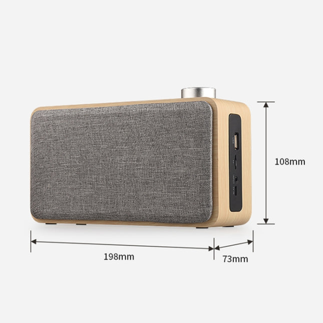 W5A Subwoofer Fabric Wooden Touch Bluetooth Speaker, Support TF Card & U Disk & 3.5mm AUX, Walnut, Yellow Wood