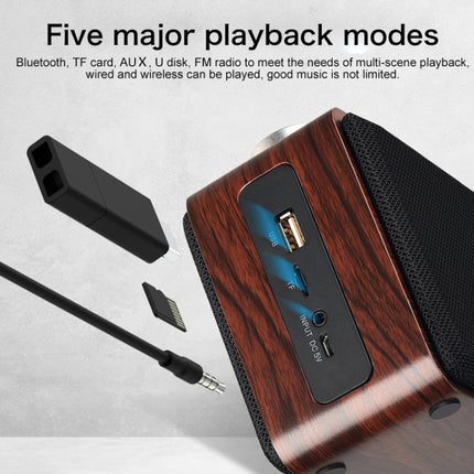 W5A Subwoofer Fabric Wooden Touch Bluetooth Speaker, Support TF Card & U Disk & 3.5mm AUX, Walnut, Yellow Wood