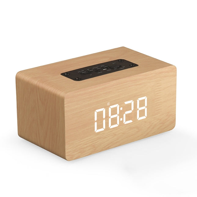 W5C Subwoofer Wooden Clock Bluetooth Speaker, Support TF Card & 3.5mm AUX, Brown Wood, Yellow Wood