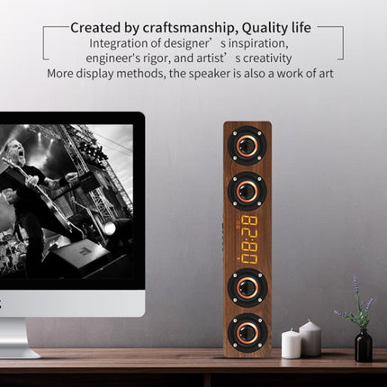 W8C Holzuhr-Subwoofer-Bluetooth-Lautsprecher, unterstützt TF-Karte und U-Disk und 3,5-mm-AUX