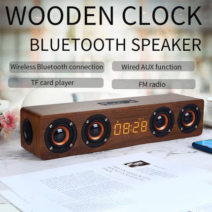 W8C Holzuhr-Subwoofer-Bluetooth-Lautsprecher, unterstützt TF-Karte und U-Disk und 3,5-mm-AUX