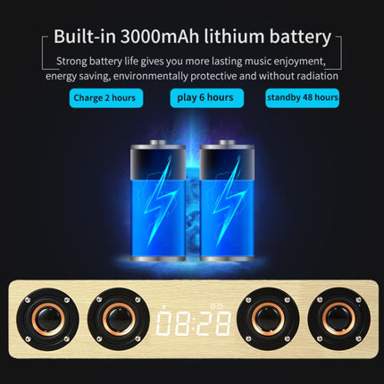 W8C Holzuhr-Subwoofer-Bluetooth-Lautsprecher, unterstützt TF-Karte und U-Disk und 3,5-mm-AUX