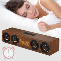 W8C Wooden Clock Subwoofer Bluetooth Speaker, Support TF Card & U Disk & 3.5mm AUX