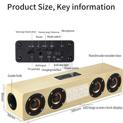 W8C Holzuhr-Subwoofer-Bluetooth-Lautsprecher, unterstützt TF-Karte und U-Disk und 3,5-mm-AUX