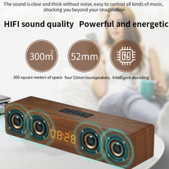 W8C Wooden Clock Subwoofer Bluetooth Speaker, Support TF Card & U Disk & 3.5mm AUX