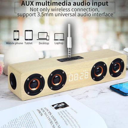 W8C Holzuhr-Subwoofer-Bluetooth-Lautsprecher, unterstützt TF-Karte und U-Disk und 3,5-mm-AUX