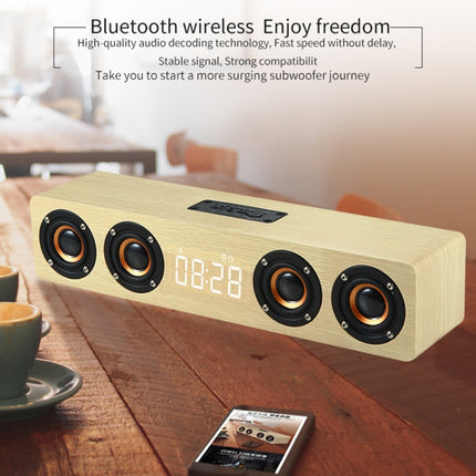 W8C Holzuhr-Subwoofer-Bluetooth-Lautsprecher, unterstützt TF-Karte und U-Disk und 3,5-mm-AUX