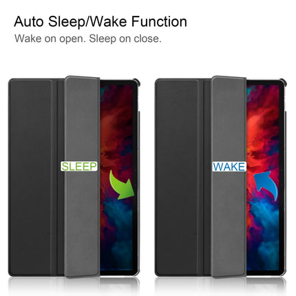 Custer Texture Horizontal Flip Leather Case with Three-folding Holder & Sleep / Wake-up Function, For Lenovo Tab P11 Pro (TB-XJ706F), For Lenovo Tab P11 (TB-J606F)