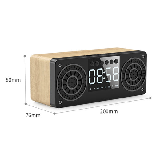 A10 Subwoofer Wooden Clock Bluetooth 5.0 Speaker, Support TF Card & U Disk Play & FM Radio