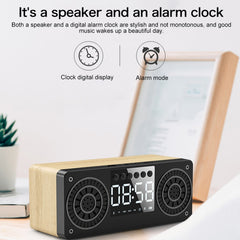 A10 Subwoofer Wooden Clock Bluetooth 5.0 Speaker, Support TF Card & U Disk Play & FM Radio