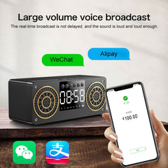 A10 Subwoofer Wooden Clock Bluetooth 5.0 Speaker, Support TF Card & U Disk Play & FM Radio