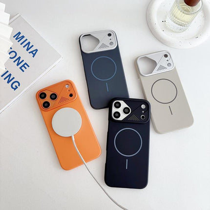 Ultra-thin Gold Armor PC Magnetic Phone Case, For iPhone 15 Pro, For iPhone 15