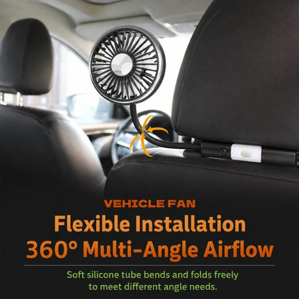 SUITU Car Rear Seats Dual-head USB Electric Cooling Fan, 5-Blade Fan, Rear-seat Headrest, Flexible Hose Fan-Detachable Power Cable, Flexible Hose Fan-Integrated Power Cable, Seat-back Fan