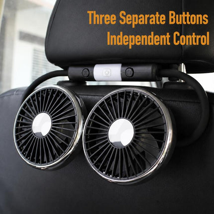 SUITU Car Rear Seats Dual-head USB Electric Cooling Fan, 5-Blade Fan, Rear-seat Headrest, Flexible Hose Fan-Detachable Power Cable, Flexible Hose Fan-Integrated Power Cable, Seat-back Fan