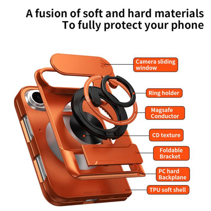 Lens Sliding Window Multifunctional Magnetic Shockproof Phone Case, For iPhone Duo