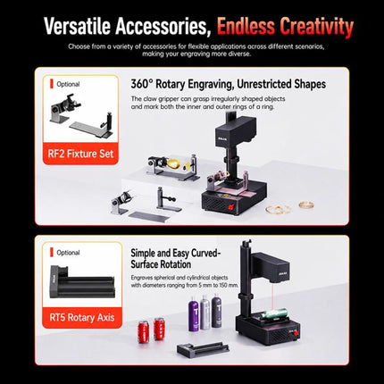 DAJA S4Mini Fiber Laser Marking Machine High-Precision Metal Engraving Machine for Industrial Use, S4Mini, S4Mini + Rotary Axis, S4Mini + Rotary Clamp, S4Mini + Rotary Axis + Clamp