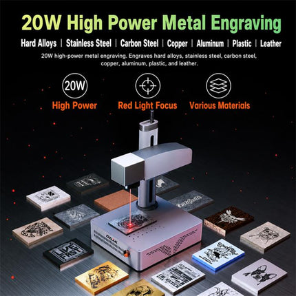 DAJA S4Pro High-Power Fiber Laser Marking Machine Small Fully Automatic Fiber Optic Metal Engraving Machine, S4Pro 20W, S4Pro 20W + Rotary Axis, S4Pro 20W + Rotary Clamp, S4Pro 20W + Rotary Axis + Clamp, S4Pro 30W