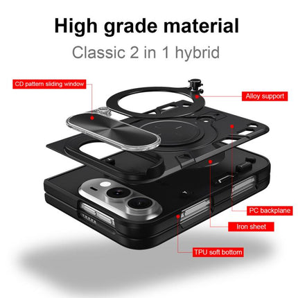 CD Texture Sliding Camshield Magnetic Holder Phone Case, For iPhone Duo