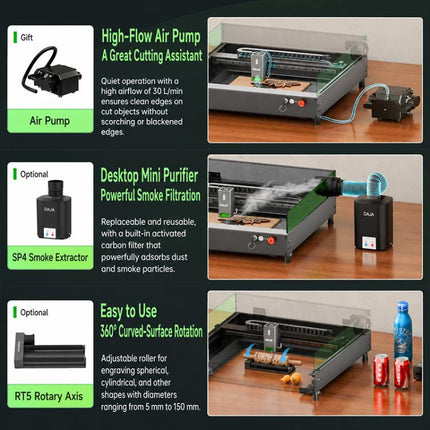 DAJA A8 20W Enclosed Laser Engraving Machine, Host, Host With 1W Laser Head