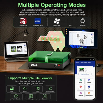DAJA A8 20W Enclosed Laser Engraving Machine, Host, Host With 1W Laser Head