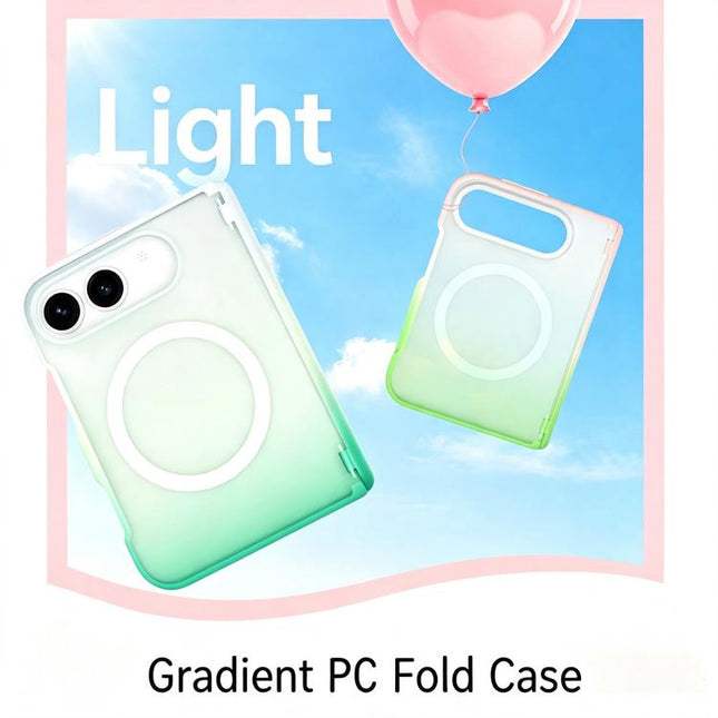 Macaron Gradient Magnetic PC Foldable Phone Case, For iPhone Duo