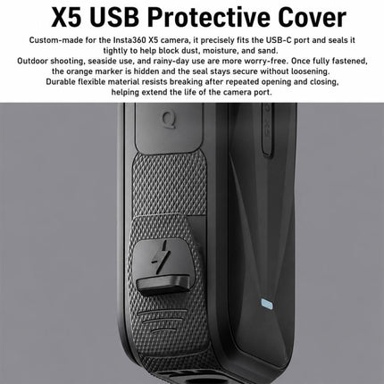 USB Charging Port Side Cover Silicone Battery Cover, For Insta360 X5