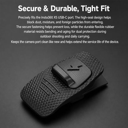 USB Charging Port Side Cover Silicone Battery Cover, For Insta360 X5