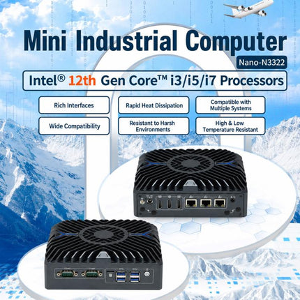 3322 Intel Core 12th i7-1255U Generation Mini Industrial PC Host, 8GB + 128GB Hard Drive