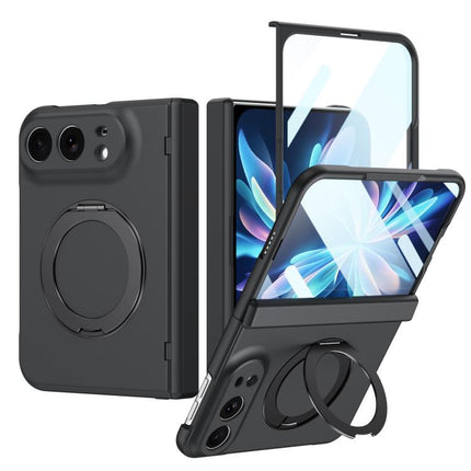 Rotation Magnetic Ring Holder Hinge Integrated Film Phone Case, For iPhone Duo