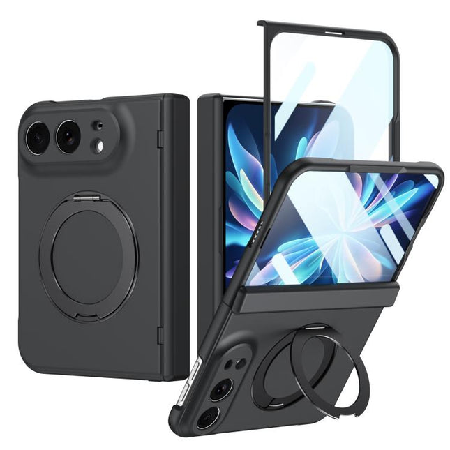 Rotation Magnetic Ring Holder Hinge Integrated Film Phone Case, For iPhone Duo