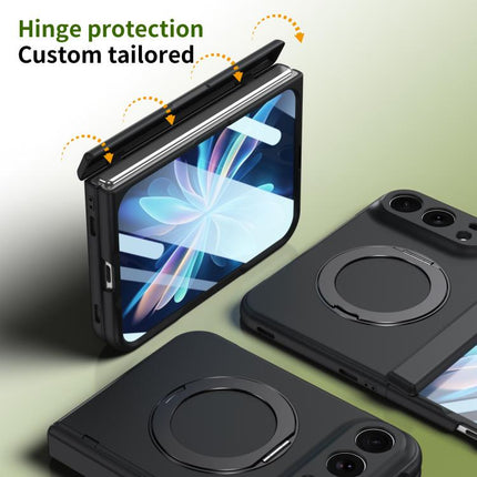 Rotation Magnetic Ring Holder Hinge Integrated Film Phone Case, For iPhone Duo