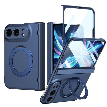 Rotation Magnetic Ring Holder Hinge Integrated Film Phone Case, For iPhone Duo