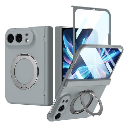Rotation Magnetic Ring Holder Hinge Integrated Film Phone Case, For iPhone Duo