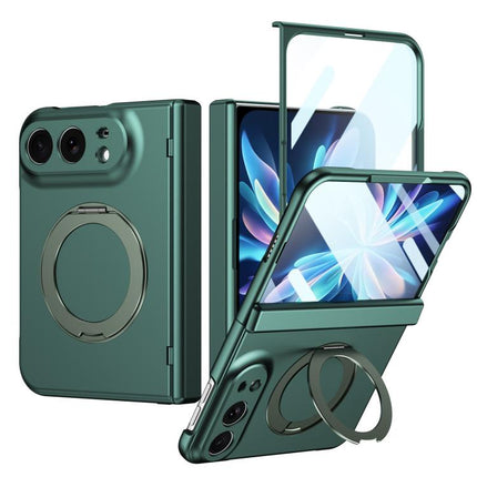 Rotation Magnetic Ring Holder Hinge Integrated Film Phone Case, For iPhone Duo