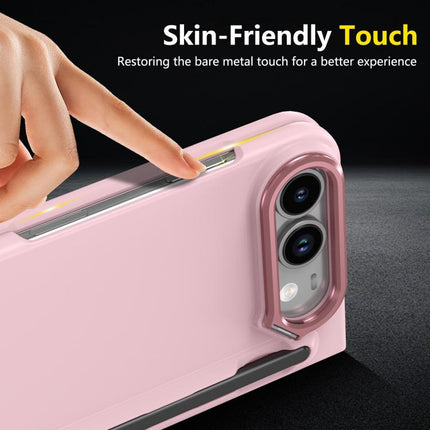 Integrated Skin Feel Lens Folding Holder Pen Slot Shockproof Phone Case with Pen, For iPhone Duo