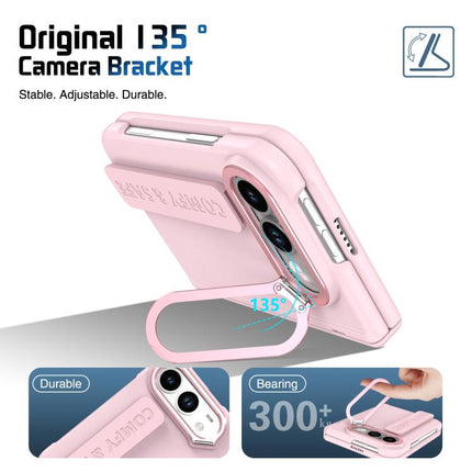 Film Integrated Lens Frame Bracket Phone Case with Wristband, For iPhone Duo