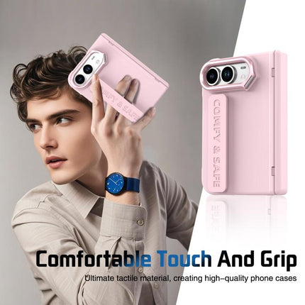Film Integrated Lens Frame Bracket Phone Case with Wristband, For iPhone Duo