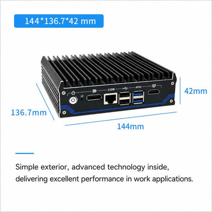 Intel Celeron J6412 Industrial Mini PC with Four Network Ports, without memory, 8GB + 128GB, 8GB + 256GB