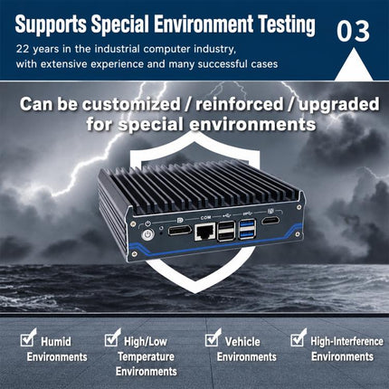 Intel Celeron J6412 Industrial Mini PC with Four Network Ports, without memory, 8GB + 128GB, 8GB + 256GB