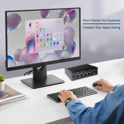 Intel Celeron J6412 Industrial Mini PC with Four Network Ports, without memory, 8GB + 128GB, 8GB + 256GB