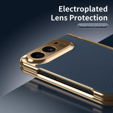 Electroplated PC Fold Shockproof Vegan Leather Phone Case, For iPhone Duo