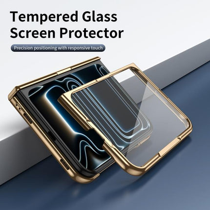Electroplated PC Fold Shockproof Vegan Leather Phone Case, For iPhone Duo