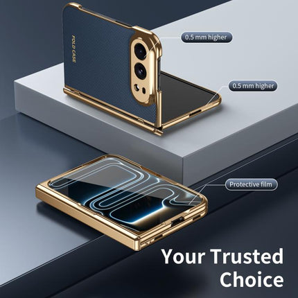 Electroplated PC Fold Shockproof Vegan Leather Phone Case, For iPhone Duo